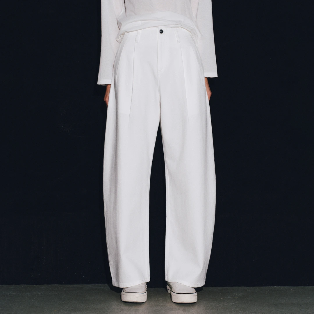 小虫"酸奶裤"小清新简约风棉混纺 柔软阔腿微茧型牛仔裤T25XNZ009