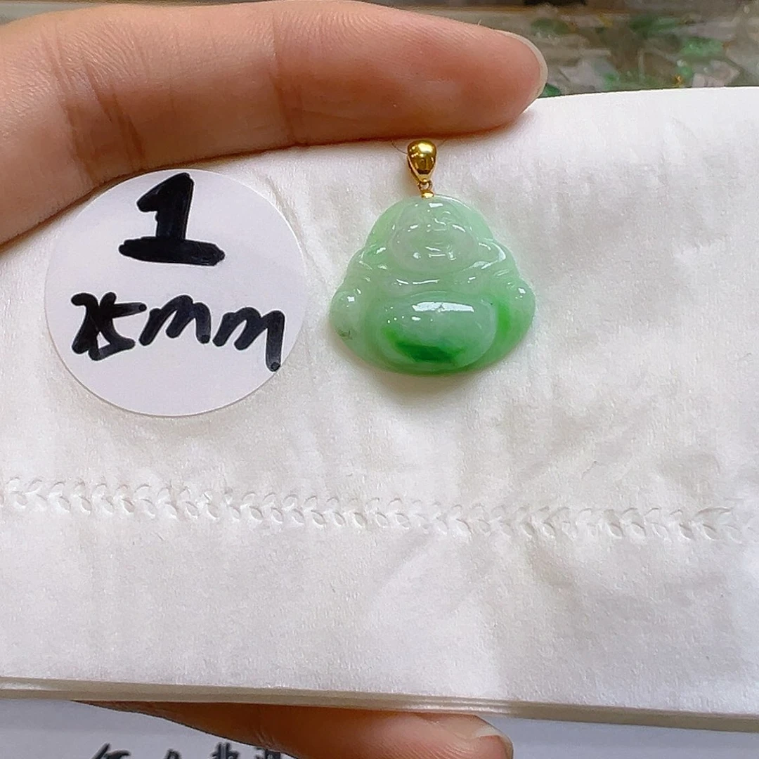 翡翠18K金镶嵌吊坠(不含链)翡翠