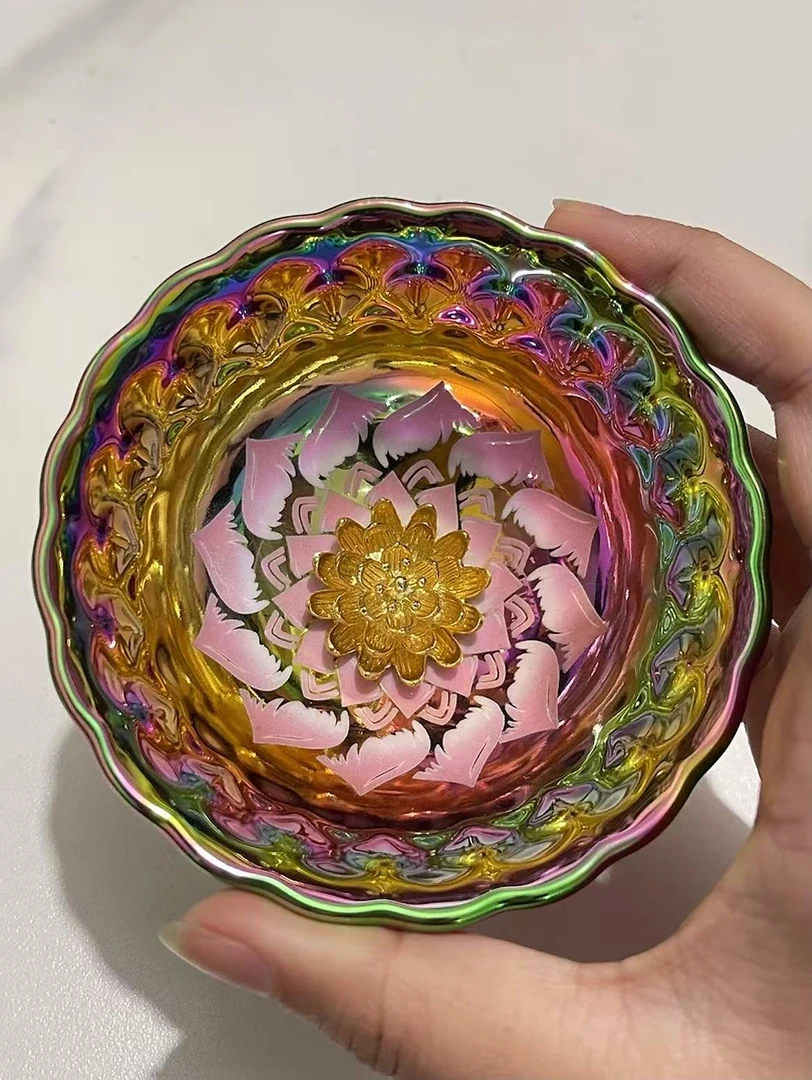 七彩粉花开茶器茶具主人杯