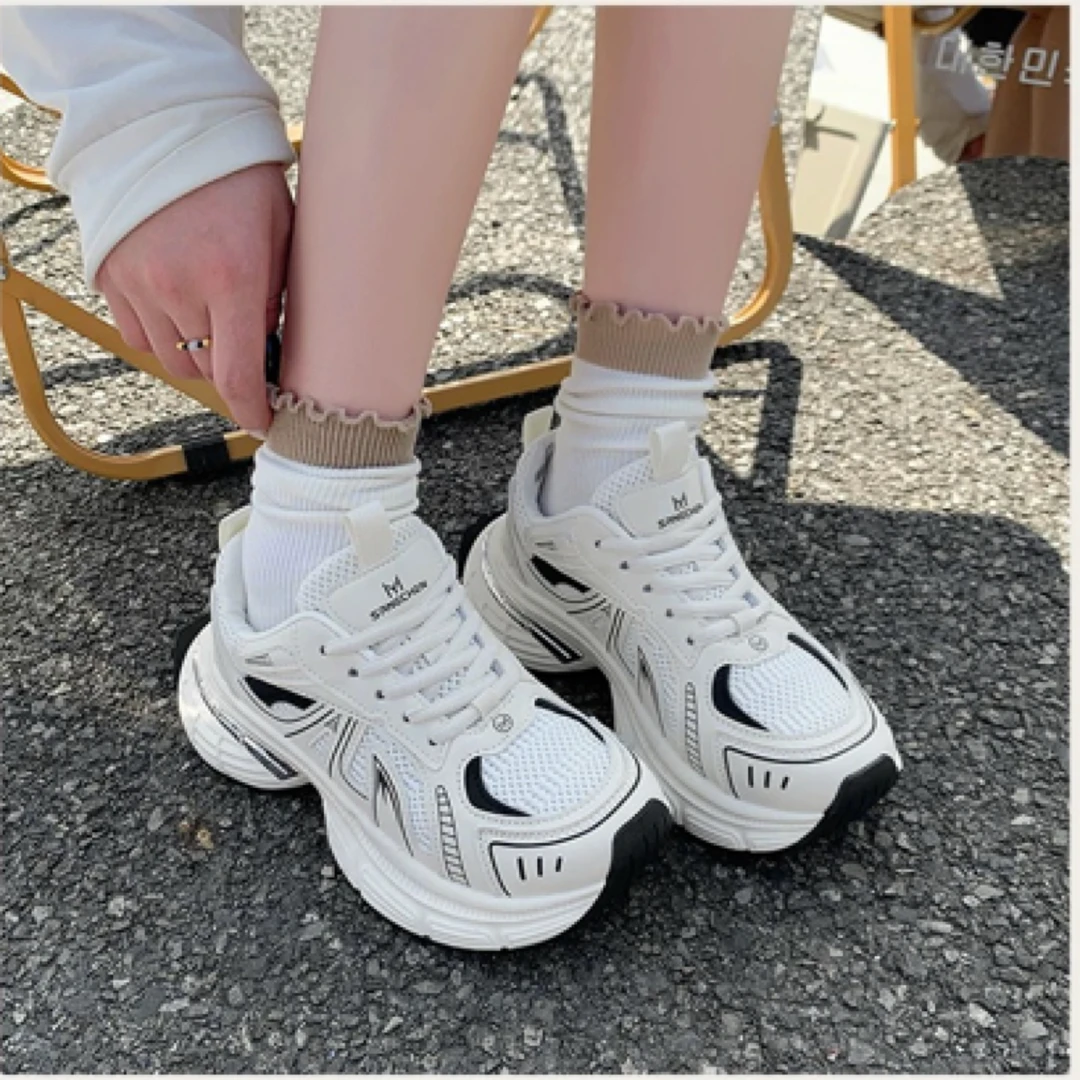 厚底增高老爹鞋女透气网面休闲运动鞋时尚百搭显脚小