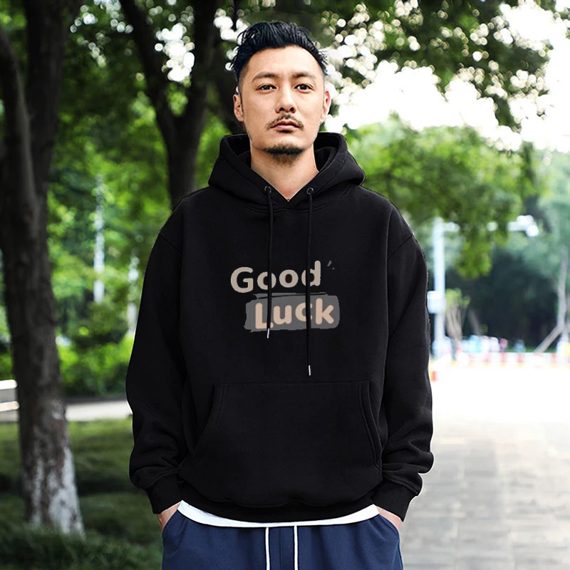 仓石一树潮牌幸运字母印花美式卫衣男秋冬季新款宽松加绒连帽外套