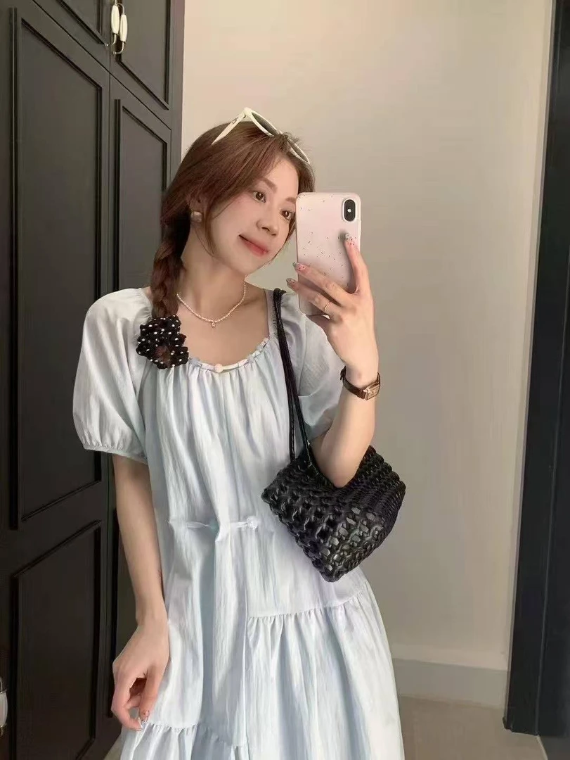 萱萱家夏季连衣裙显瘦气质时尚小众甜美收腰长裙