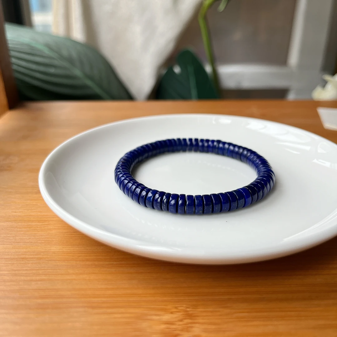 原矿青金石直切药片单圈手串约7mm