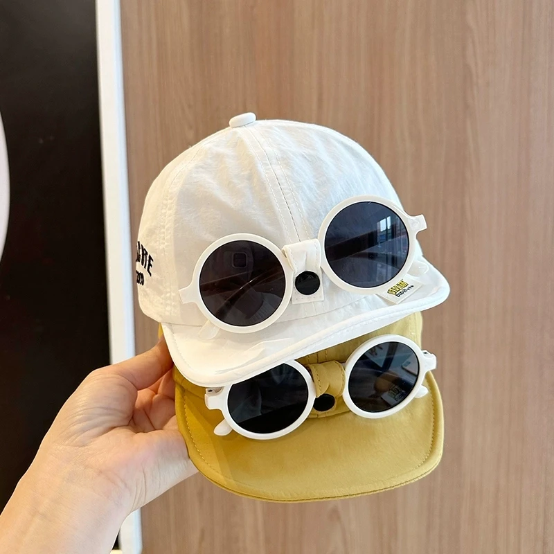 韩版婴儿鸭舌帽夏季薄款速干遮阳帽软檐男女儿童帽子眼镜棒球帽潮