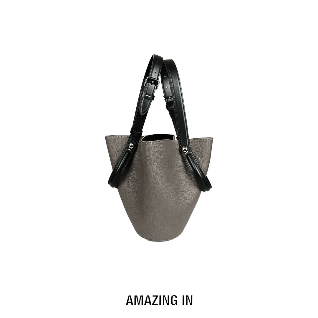 AMAZING IN | 小牛皮+超纤 |女士托特包水桶包A250624-AI55BBA041