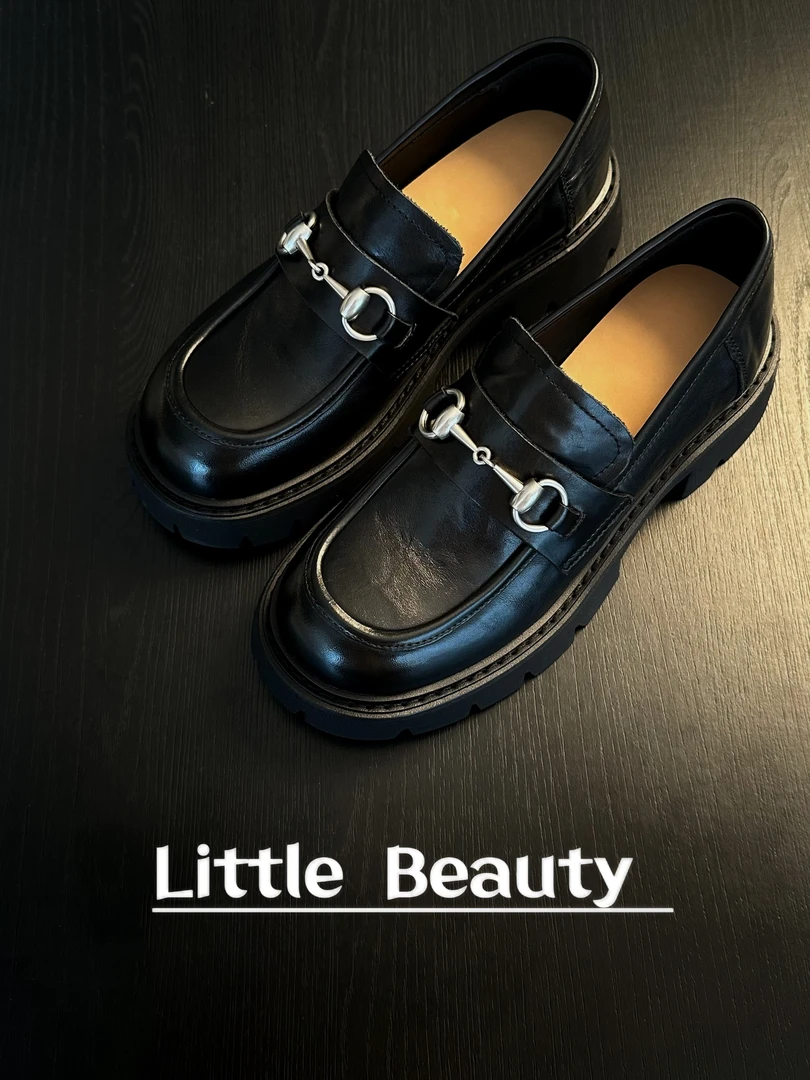 【小美家】欧洲站G家牛皮马衔扣厚底乐福