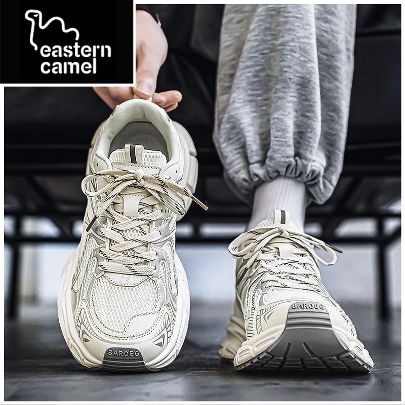 东方骆驼男鞋秋季运动休闲网面透气学生百搭宽头大脚港风老爹潮鞋