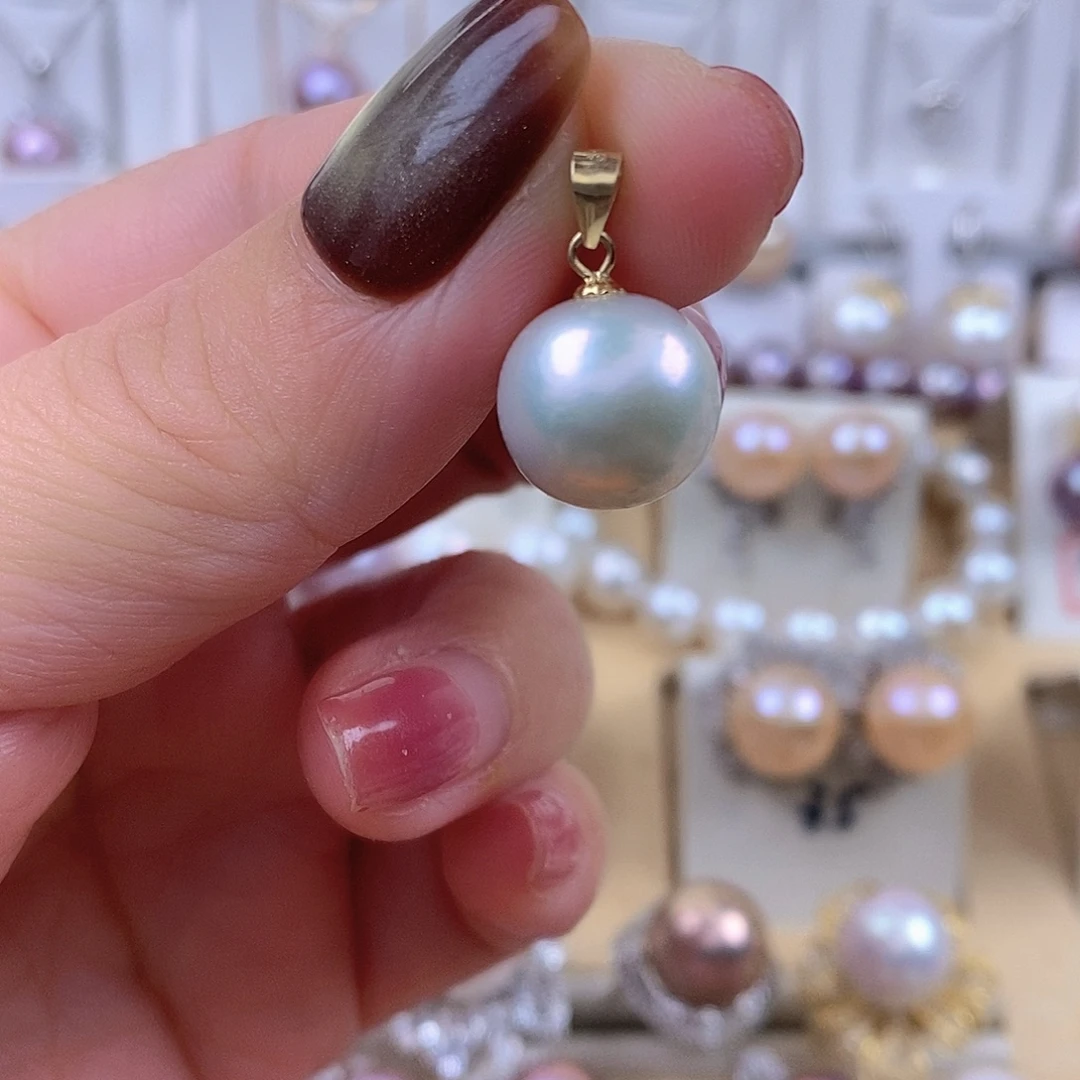 淡水珍珠银S925镶嵌吊坠(赠链)