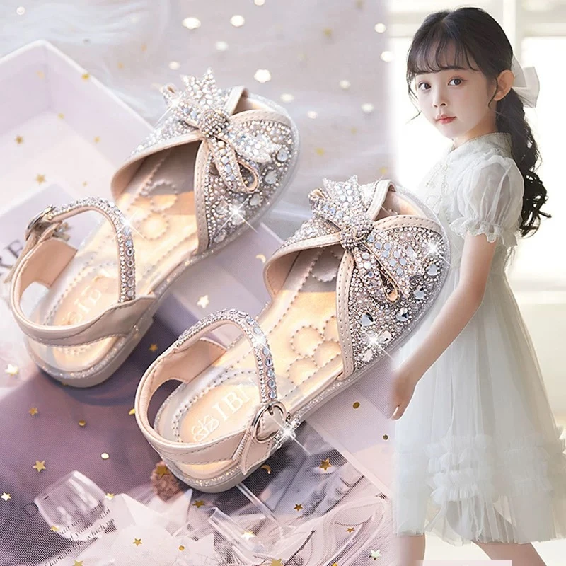 2025夏季新款时尚百搭公主凉鞋女童软底蝴蝶结儿童鞋小女孩防滑鞋