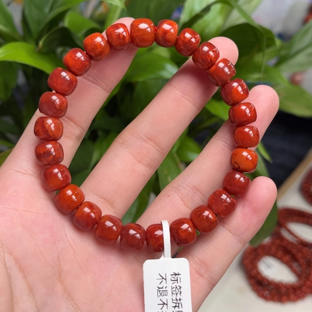 南红玛瑙未镶嵌手链川料瓦西火焰老型手串9+