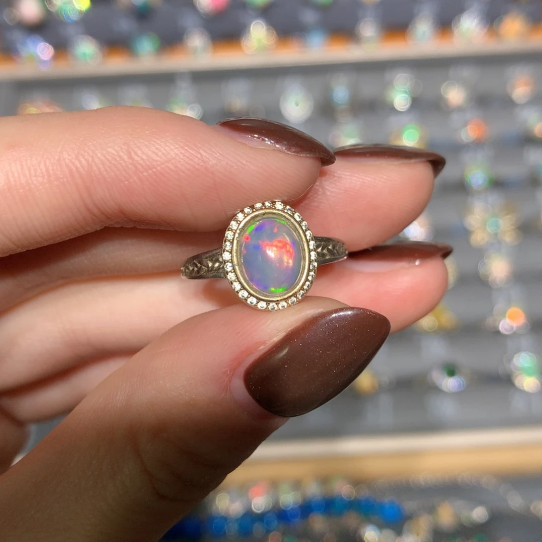 银S925镶嵌欧泊戒指t