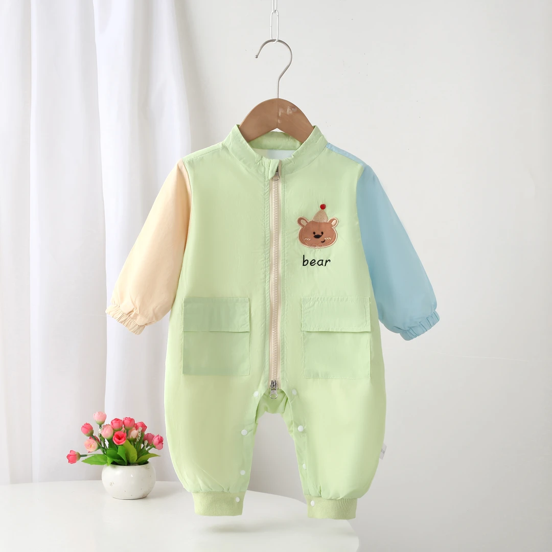 【春秋新品】拼糖果色带里哈衣拼接时尚百搭清新春秋款外出服