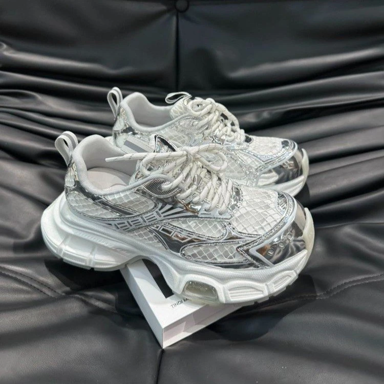 欧货时尚老爹鞋女2025夏季轻型厚底减震百搭透气网面休闲运动鞋潮