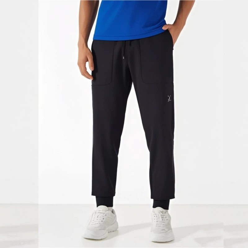 春夏新款轻薄透气速干弹力男士时尚运动松紧腰束脚卫裤休闲裤