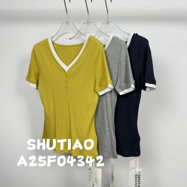 【SHUTIAO】2025夏季：新款小众设计款T恤A25F04342