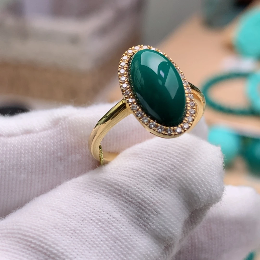 绿松石珠宝奇石18K金镶嵌