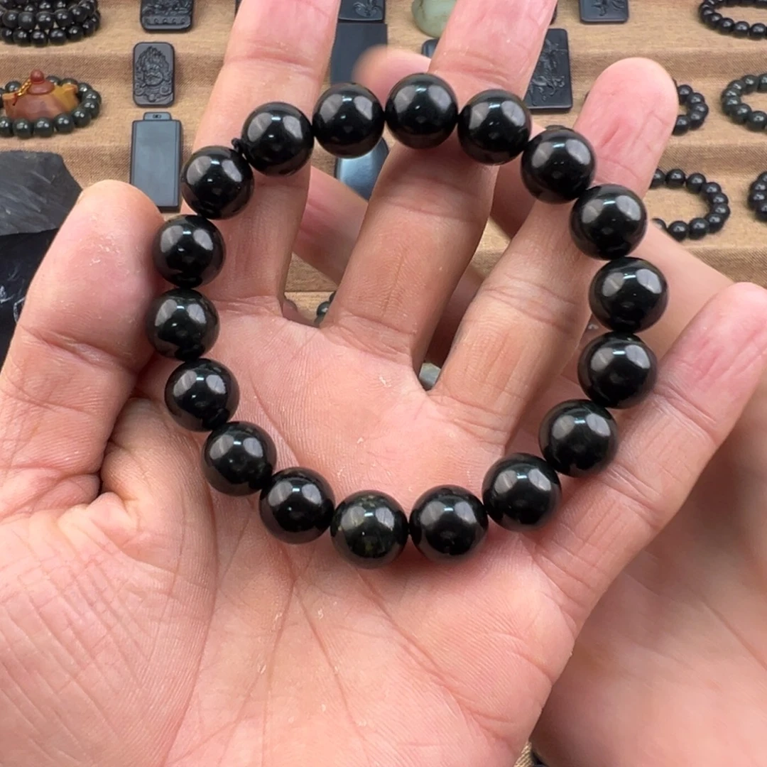 和田玉未镶嵌手链12圆珠