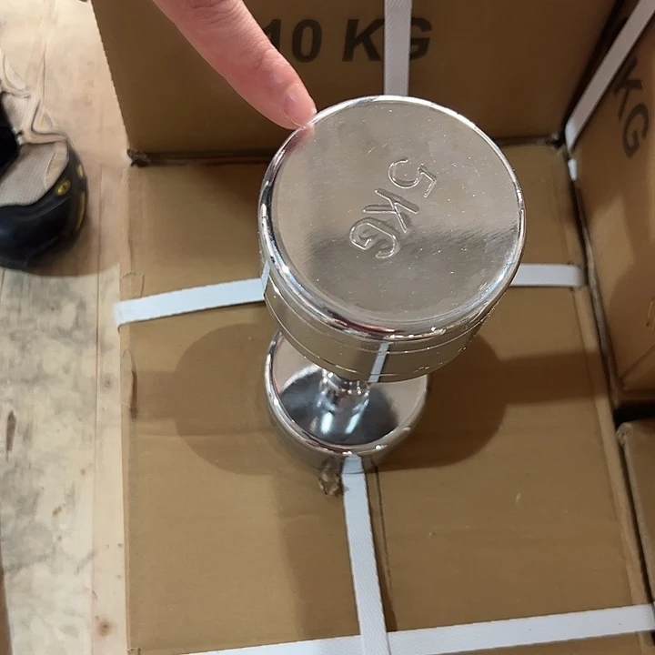 全新电镀纯钢哑铃小头5公斤一对