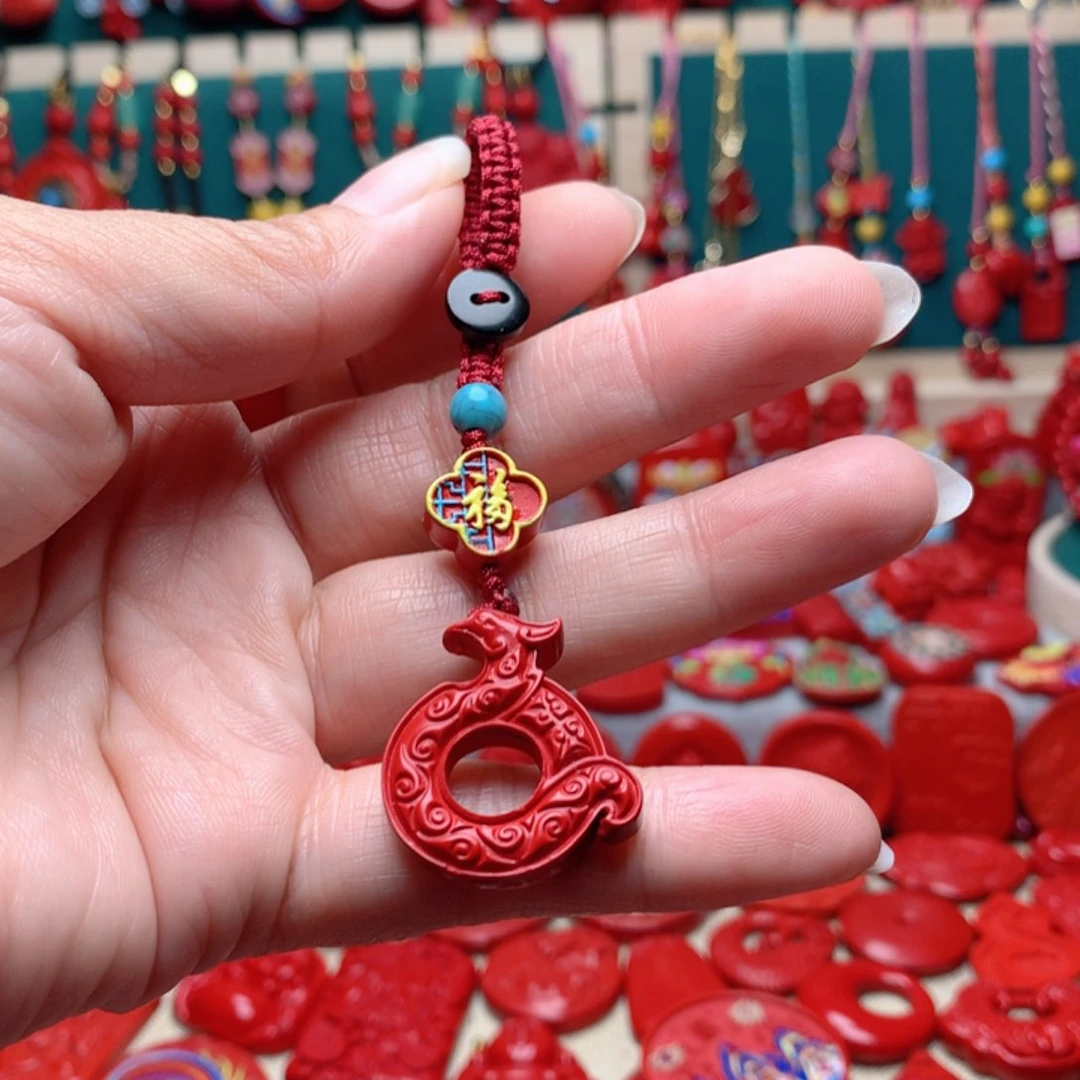 天然辰砂工艺品朱砂钥匙扣