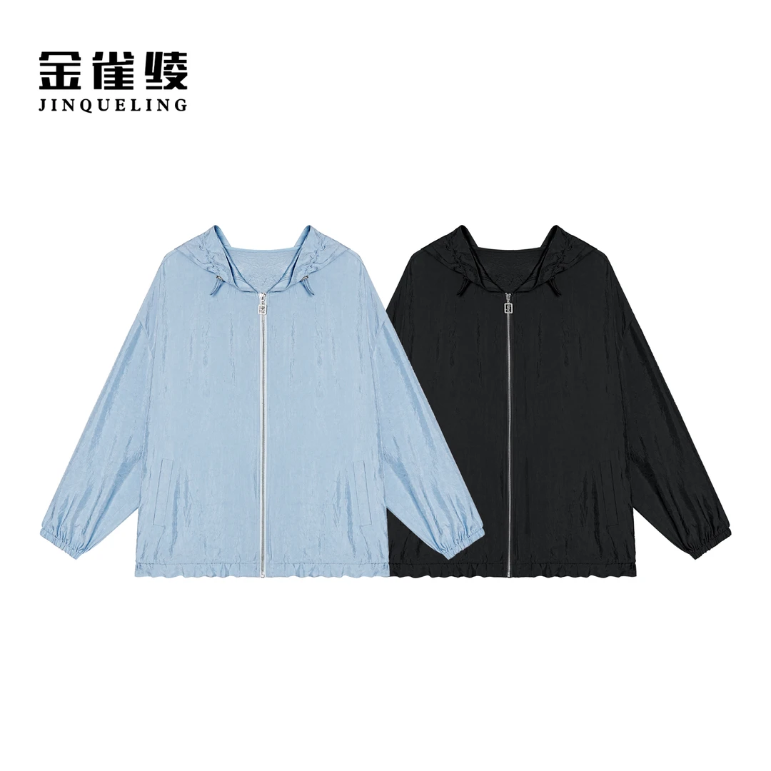 金雀绫【花苞外套】100醋酸简约运动休闲长袖轻薄外套SZA1T099