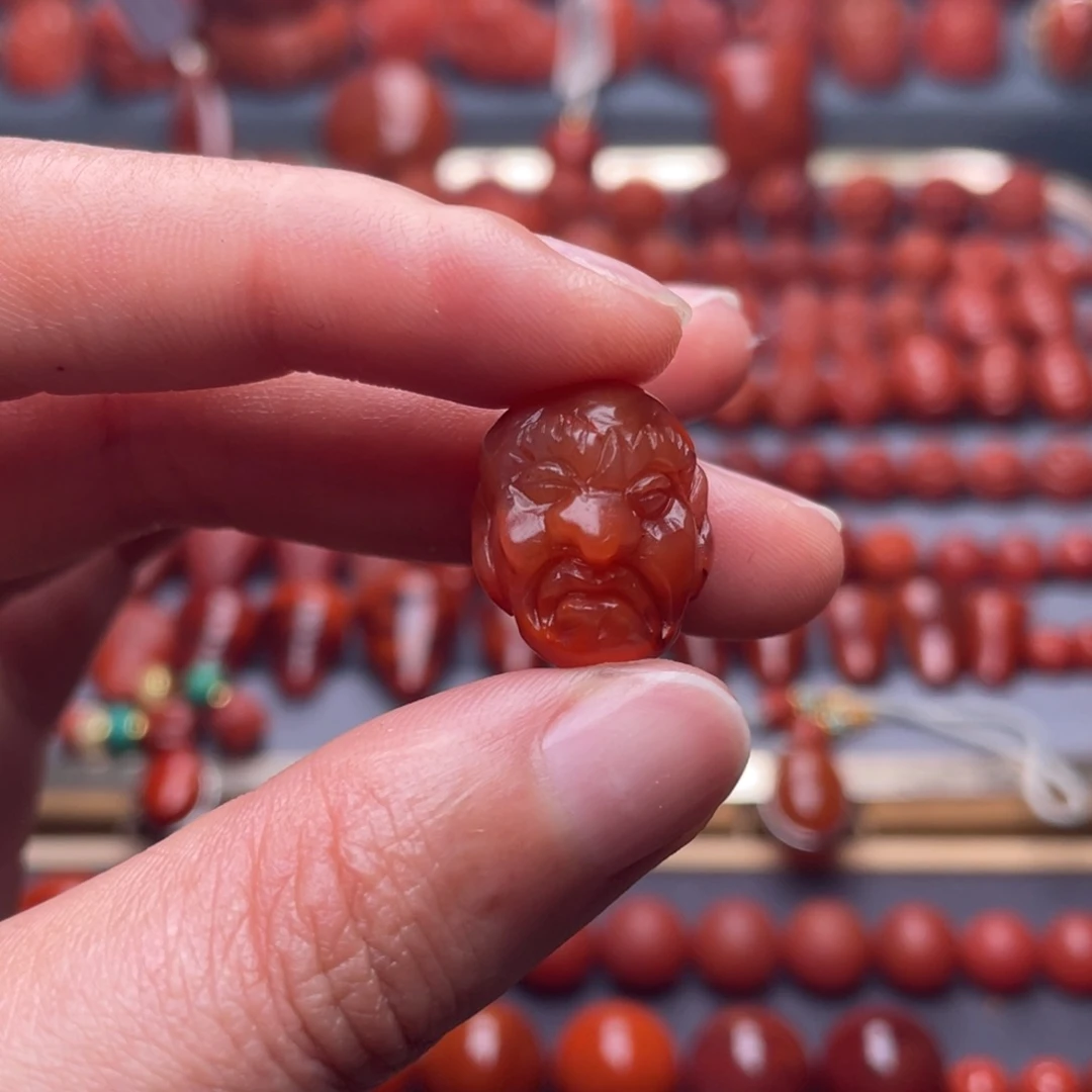 南红玛瑙未镶嵌其他W15瓦西柿子红带火焰罗汉头配饰微瑕