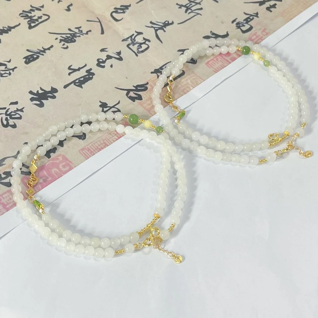【小宝珠宝】15 T70675-和田玉DIY项链-多样性发其一-4.5mm