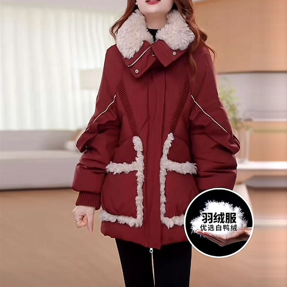 五防免洗加厚休闲宽松羽绒服2025冬季新款女士时尚洋气白鸭绒外套