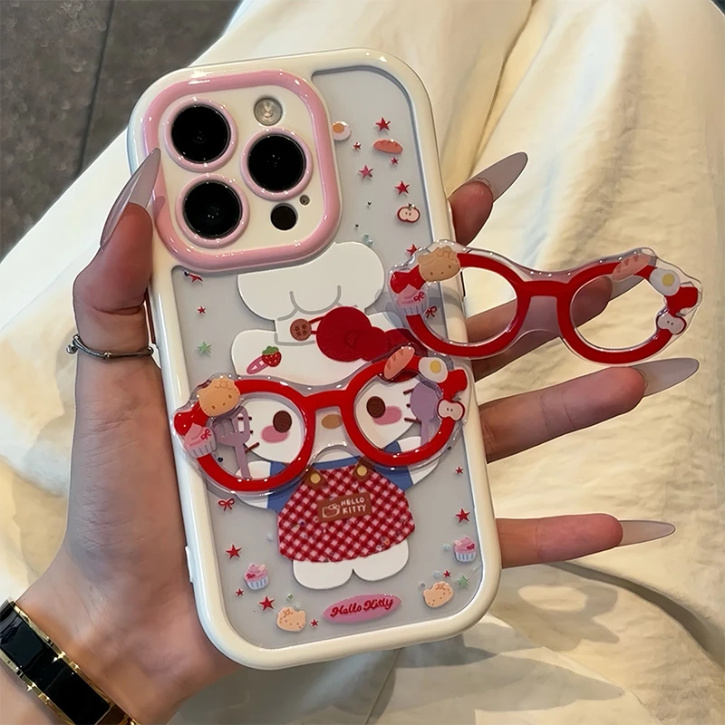 撞色奶油眼镜框KT适用苹果16e华为OPPO小米14vivo手机壳iPhone153