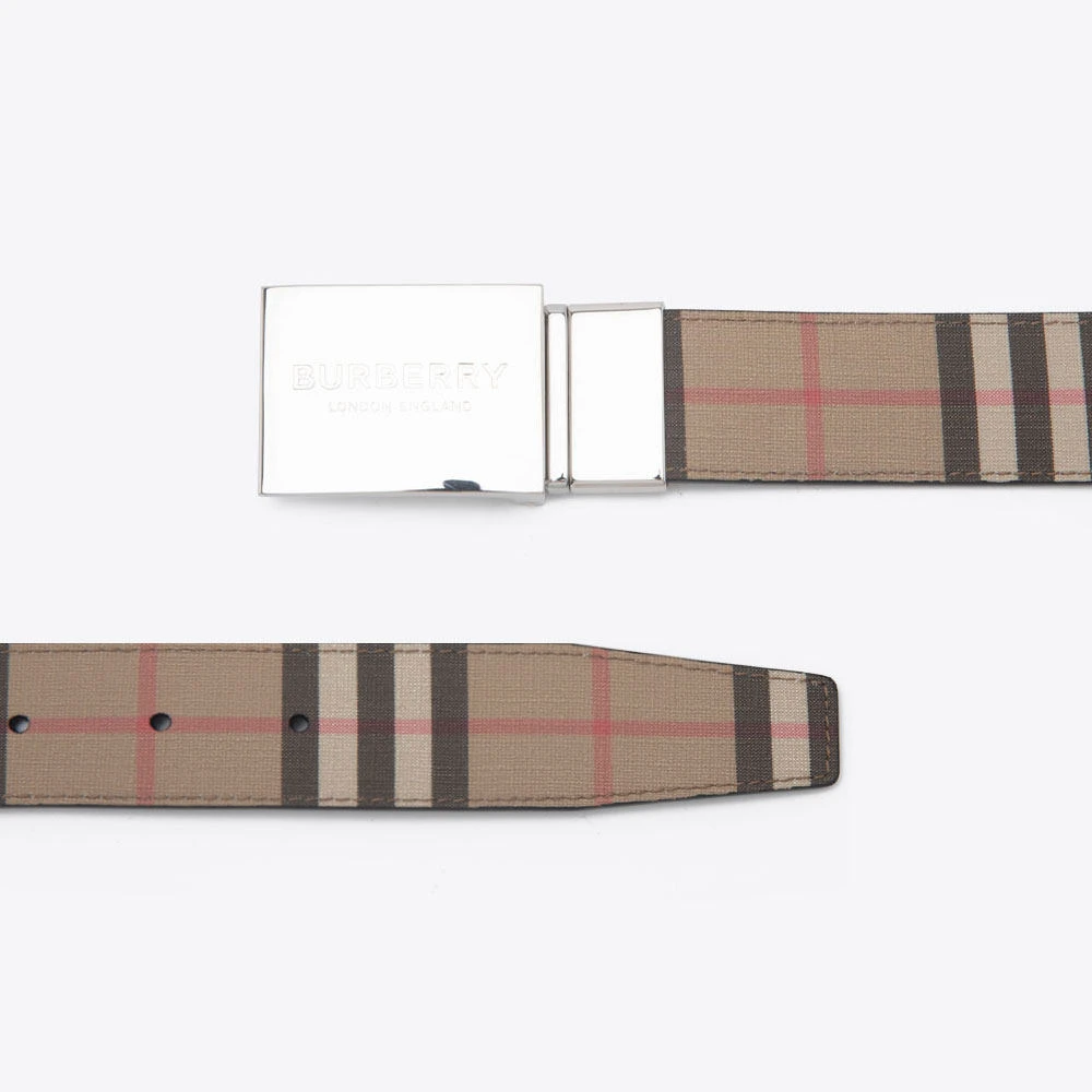 BURBERRY博柏利新品格纹logo双面按扣男商务休闲腰带皮带8052783