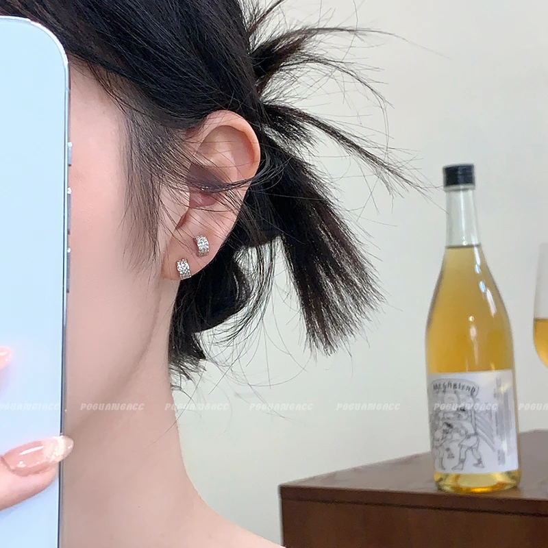 合金锆石耳饰 EH270小众轻奢风耳钉女超闪锆石耳环高级设计感耳钉