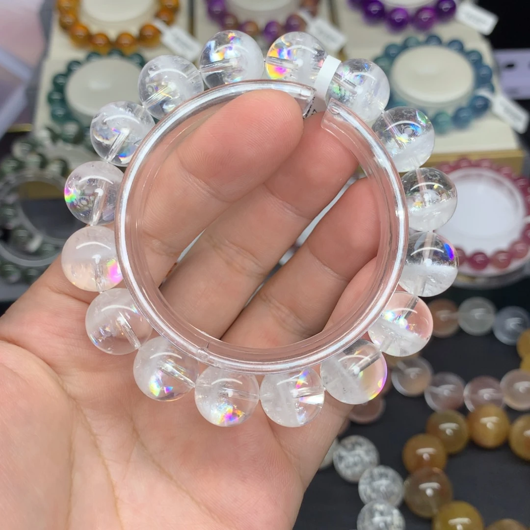 未镶嵌手链水晶木**林收藏级白幽灵聚宝盆爆闪13.5mm