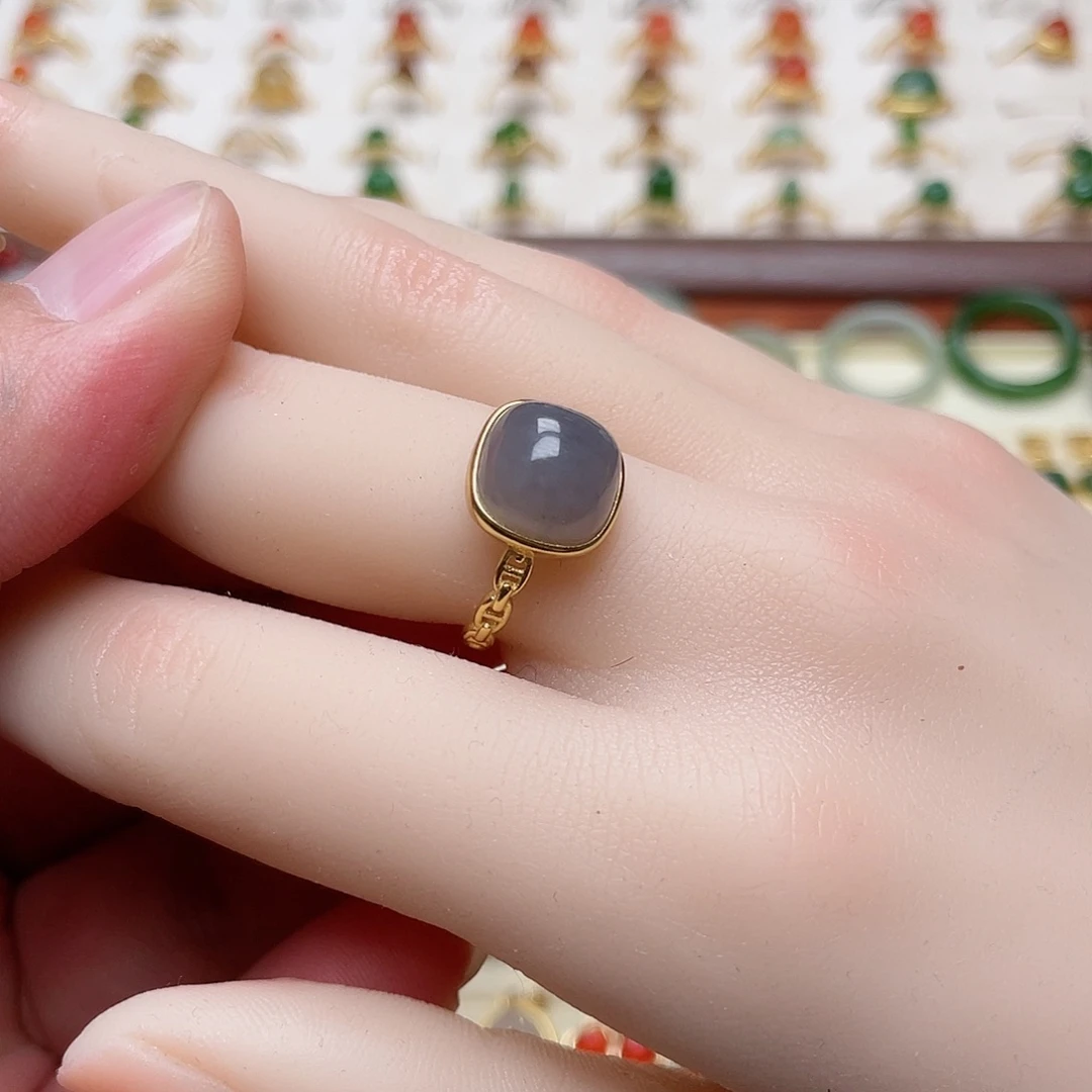 和田玉戒指银S925镶嵌