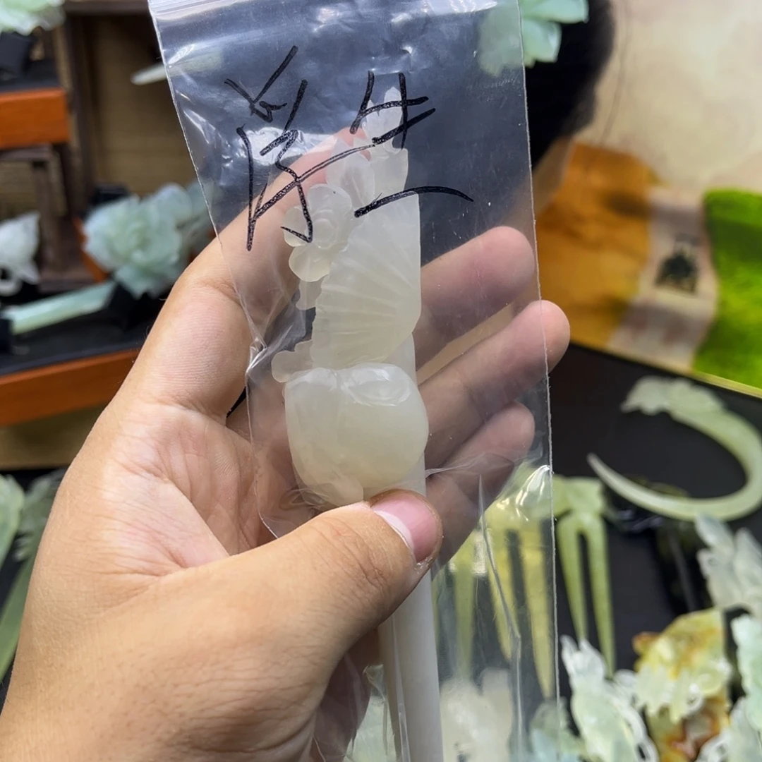 浮***生未镶嵌蛇纹石玉发饰