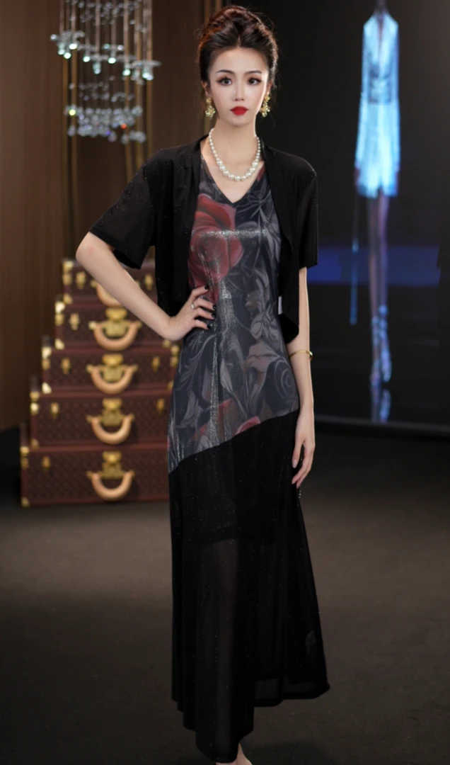 YINGHOU【西西】高贵轻奢优雅夏季法式设计师连衣裙D29110