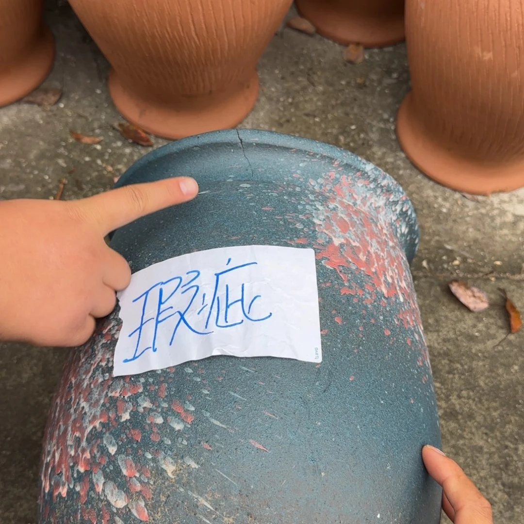 紫砂花盆口25高29宜兴紫砂瑕疵火裂