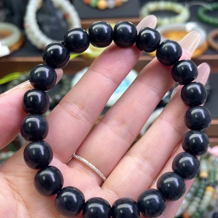 和田玉未镶嵌手链墨玉