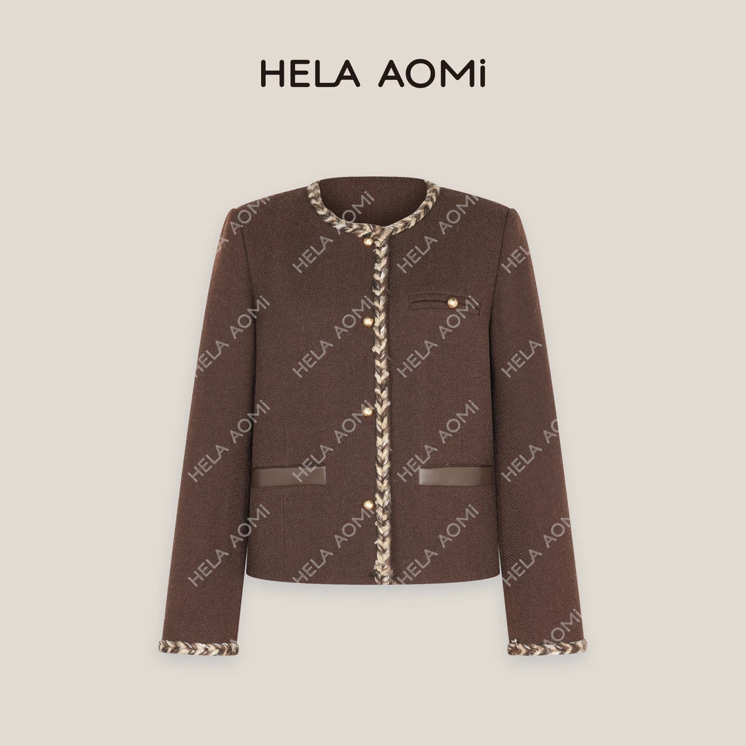 HELA AOMI“秋韵可可·小香风外套”粗花呢美拉德设计气质小香风外套