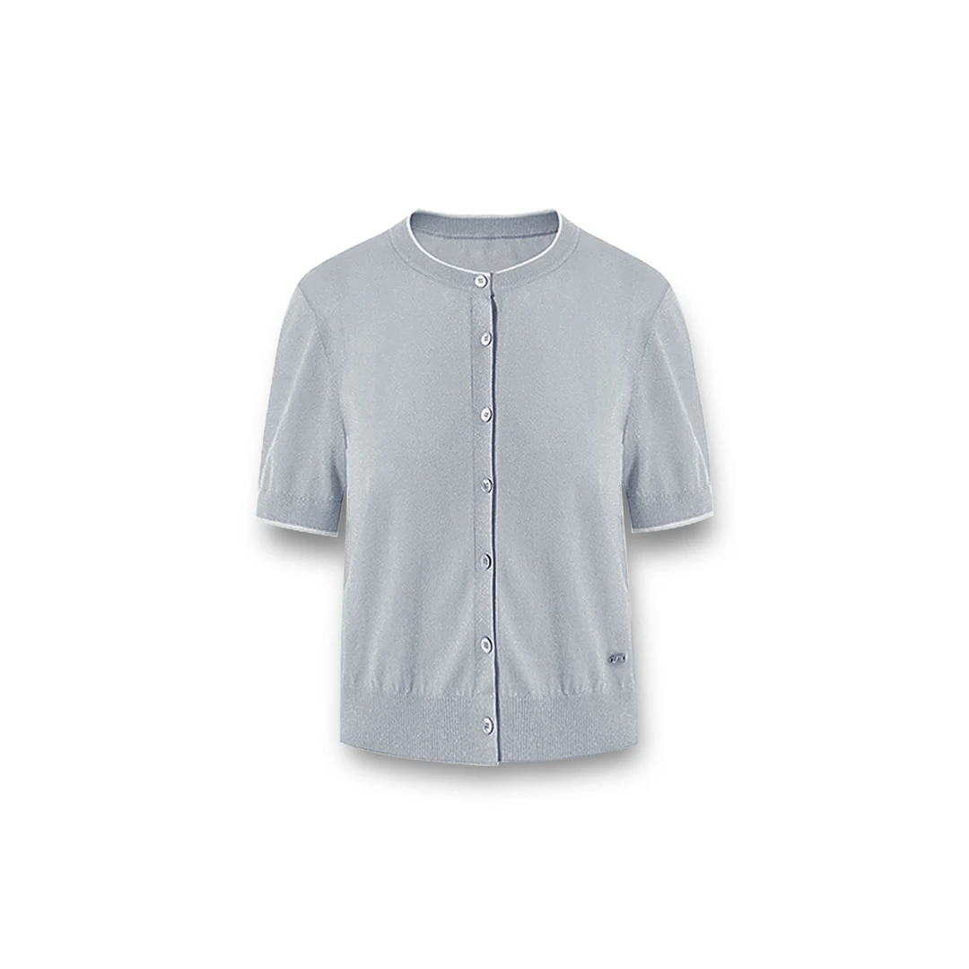 2025【朗Z订单】夏季新款珠扣宽松版型显瘦短袖针织开衫（25SS7006）