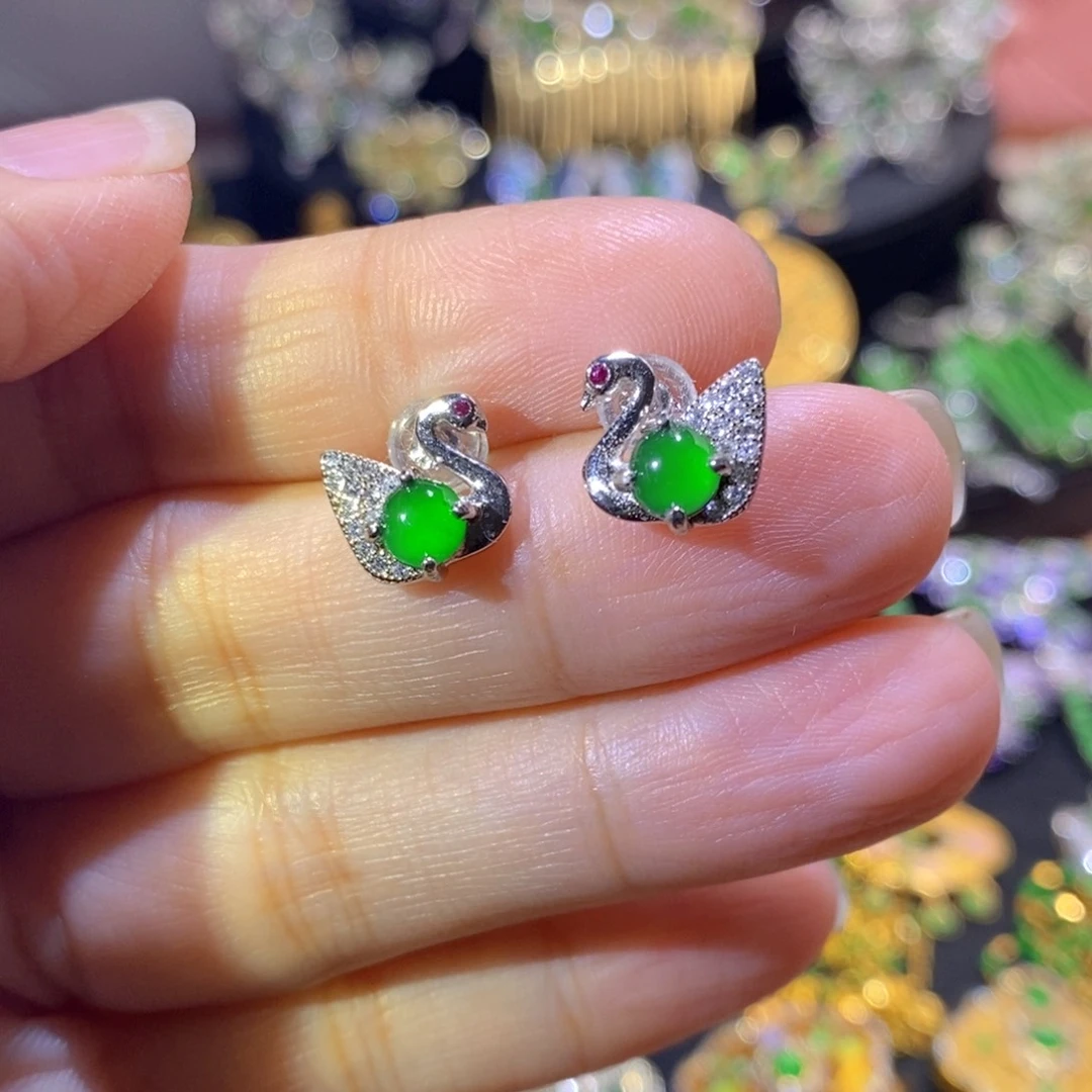 银S925镶嵌挂件翡翠