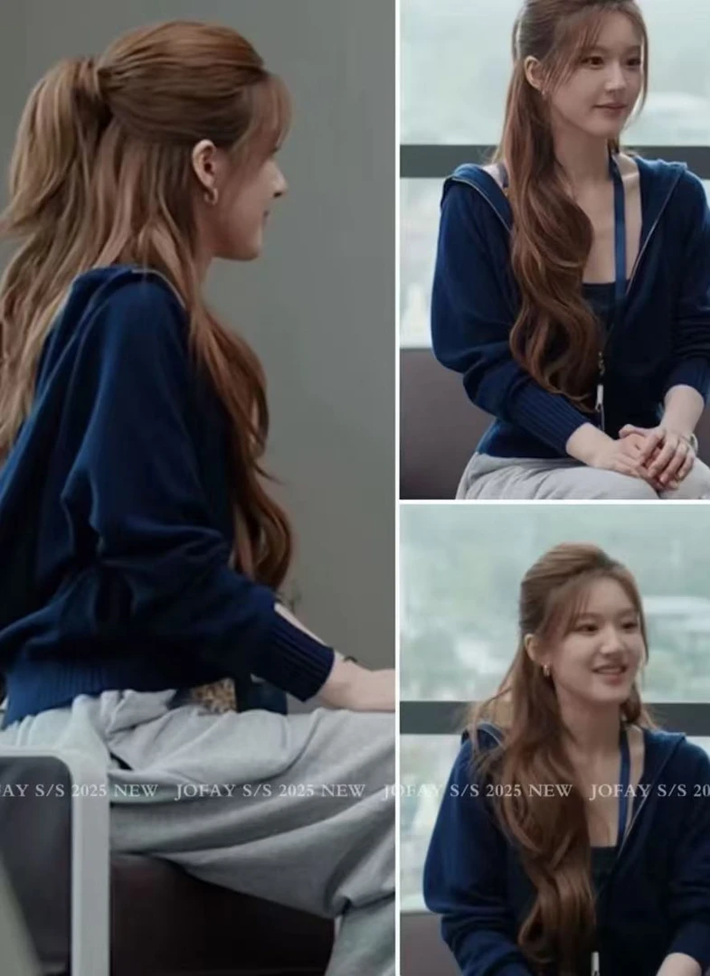 【许我耀眼】露思同款慵懒风连帽拉链针织毛衣女款爆款2025新款洋气