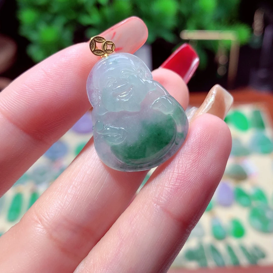 翡翠吊坠(不含链)18K金镶嵌