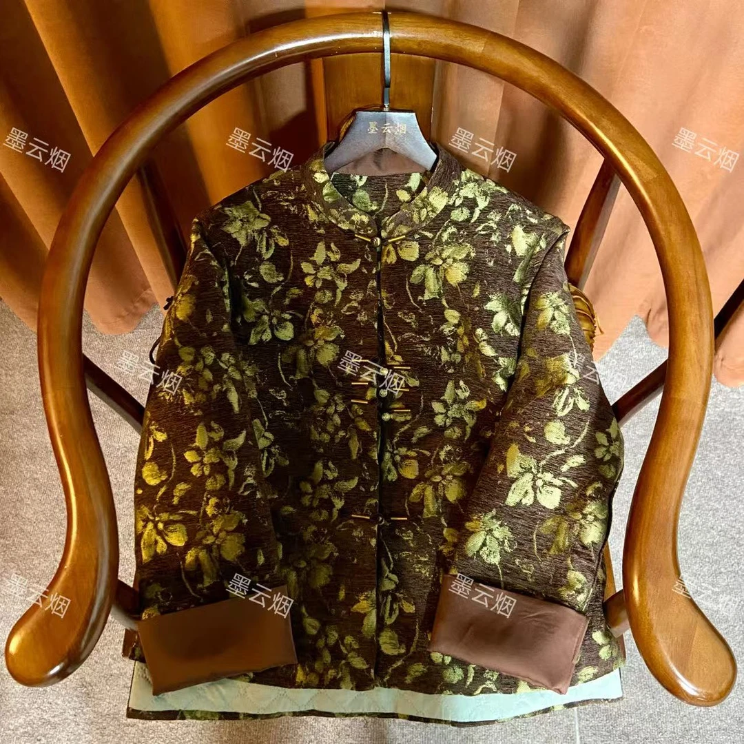 【华清】新中式醋酸民族风印染气质网红女宽松型长袖上衣