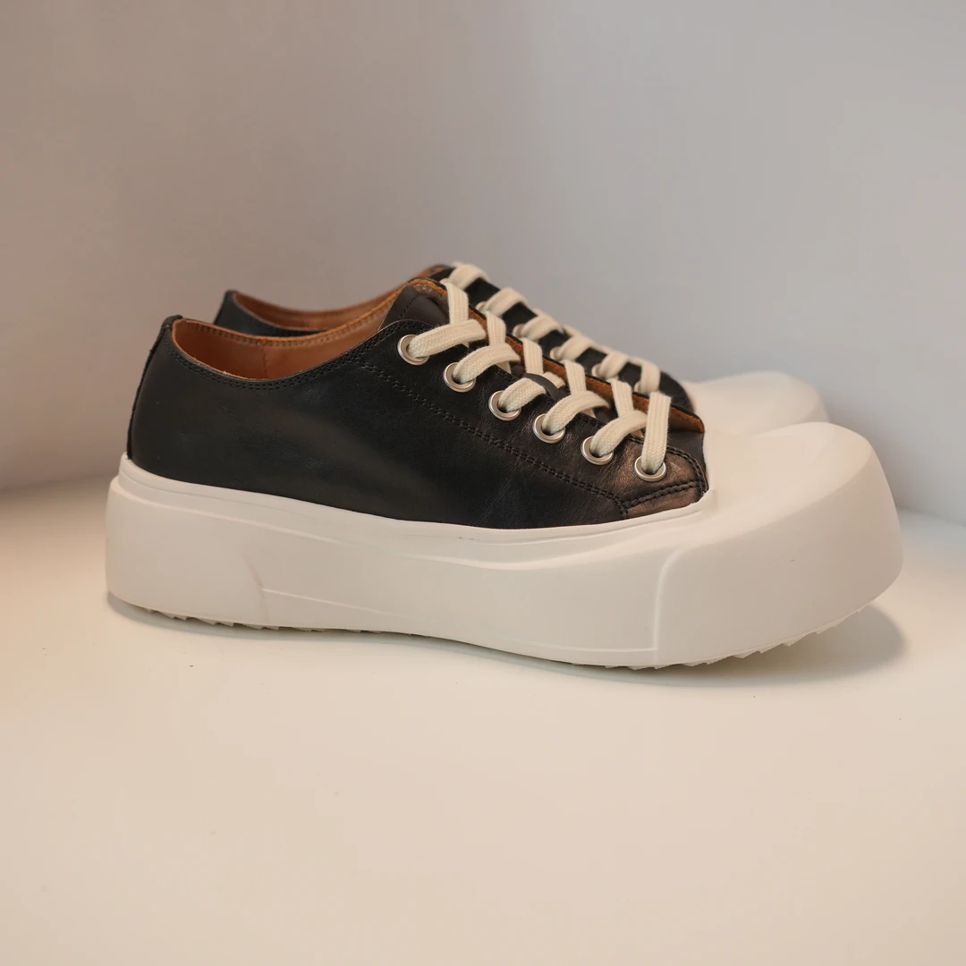 2025时尚休闲百搭经典水洗低帮厚底大头鞋系带春秋松糕底