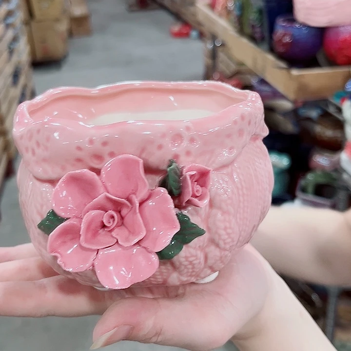 有孔.凑单10元陶瓷花盆发货！