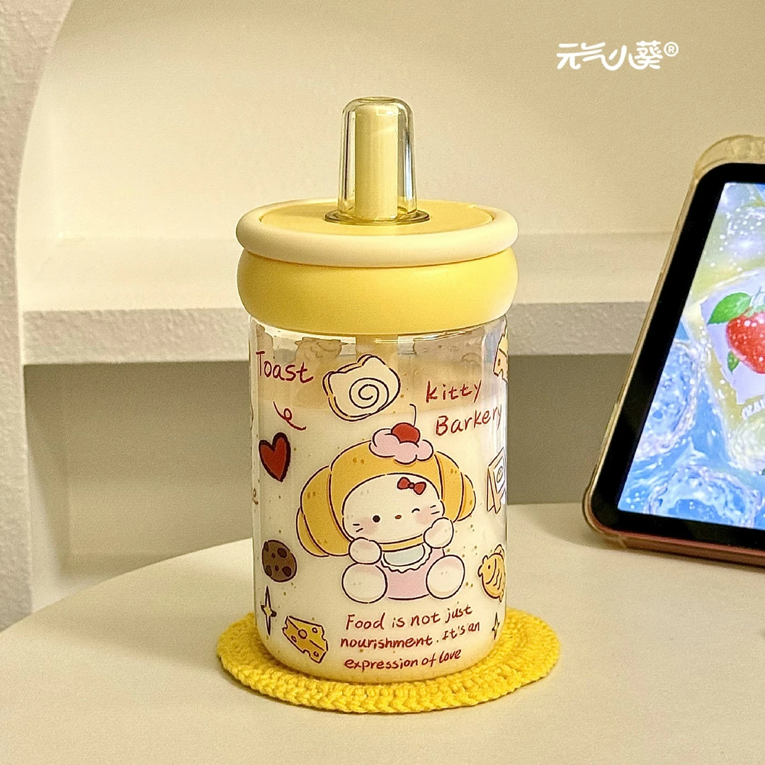 高颜值学生塑料简约杯子女生便携小众不撞款可爱儿童卡通吸管水杯