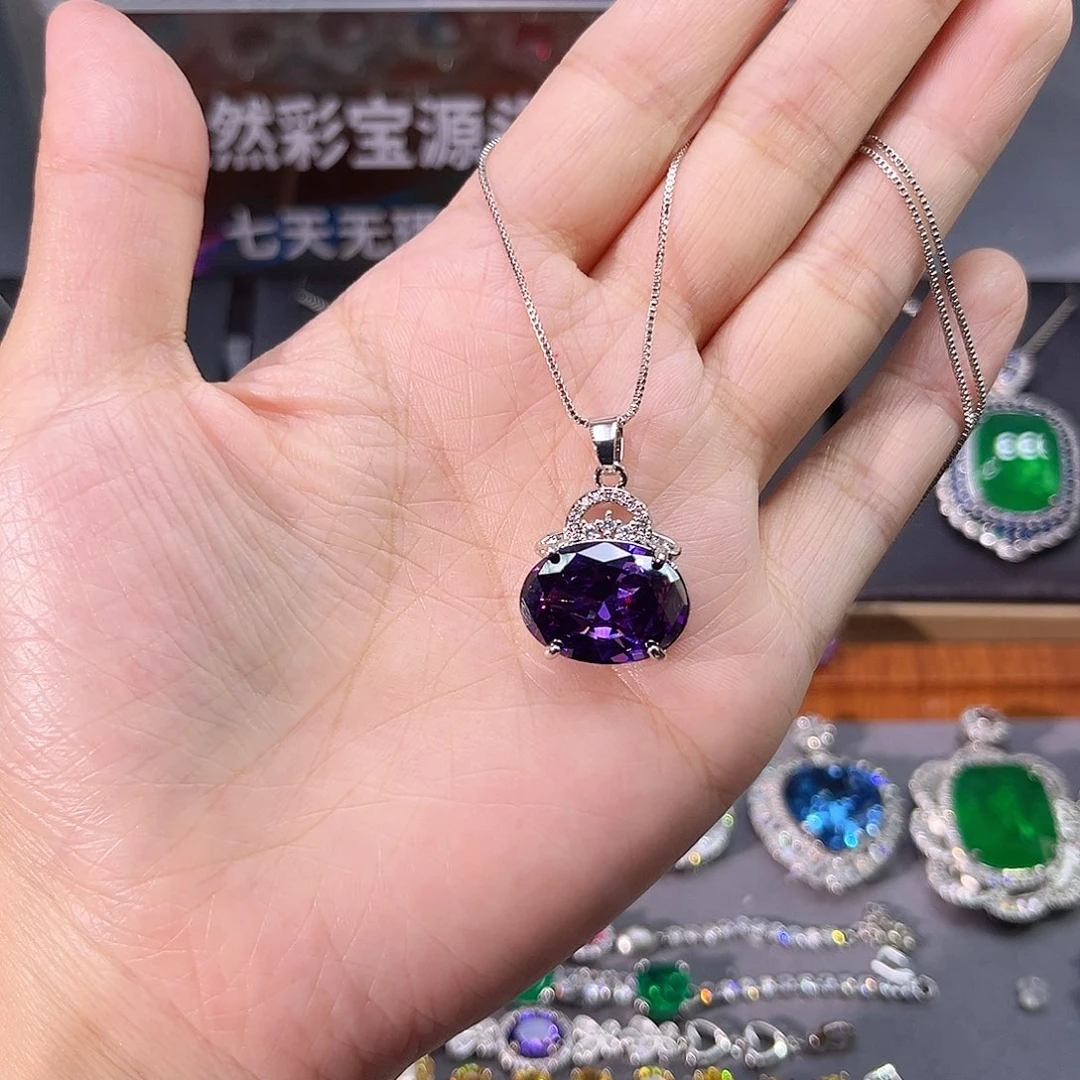 颈饰蓝宝石银S925镶嵌m 40
