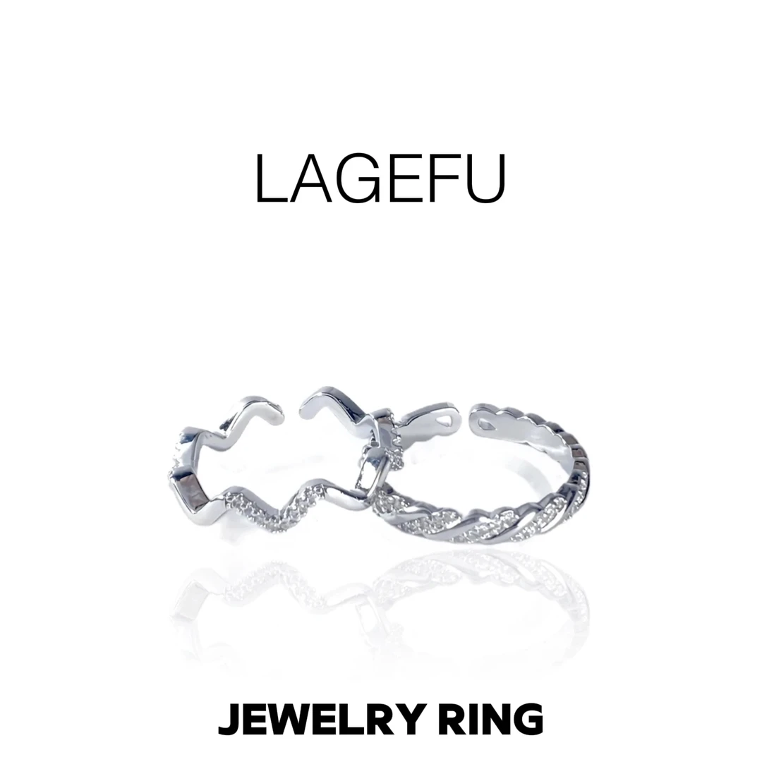 合金锆石戒指 【素圈两件套】设计师高定轻奢气质个性指环DN818