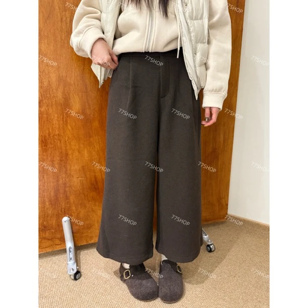 77SHOP韩系加厚保暖八分阔腿女裤