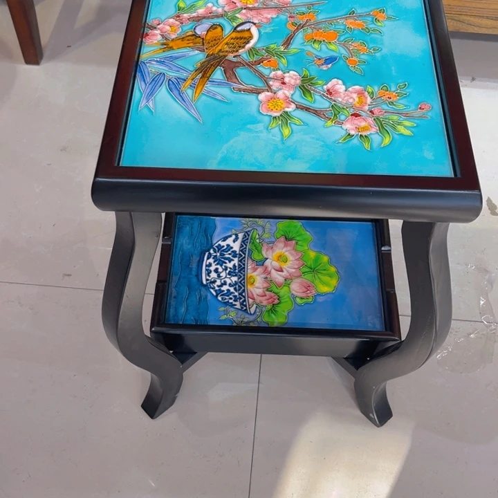 加大款瓷板画艺术作品双层折叠桌
