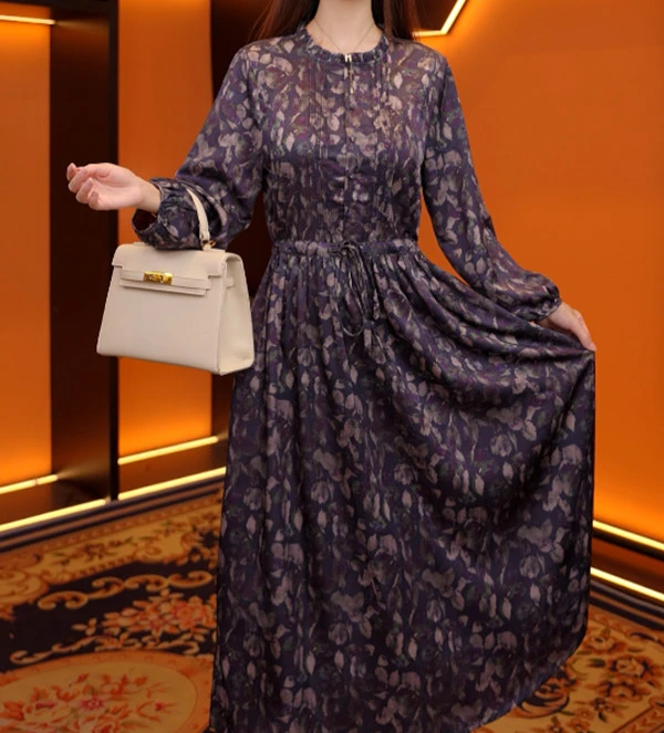 2025秋季新款时尚收腰春意盎然气质显瘦女士连衣裙#2121